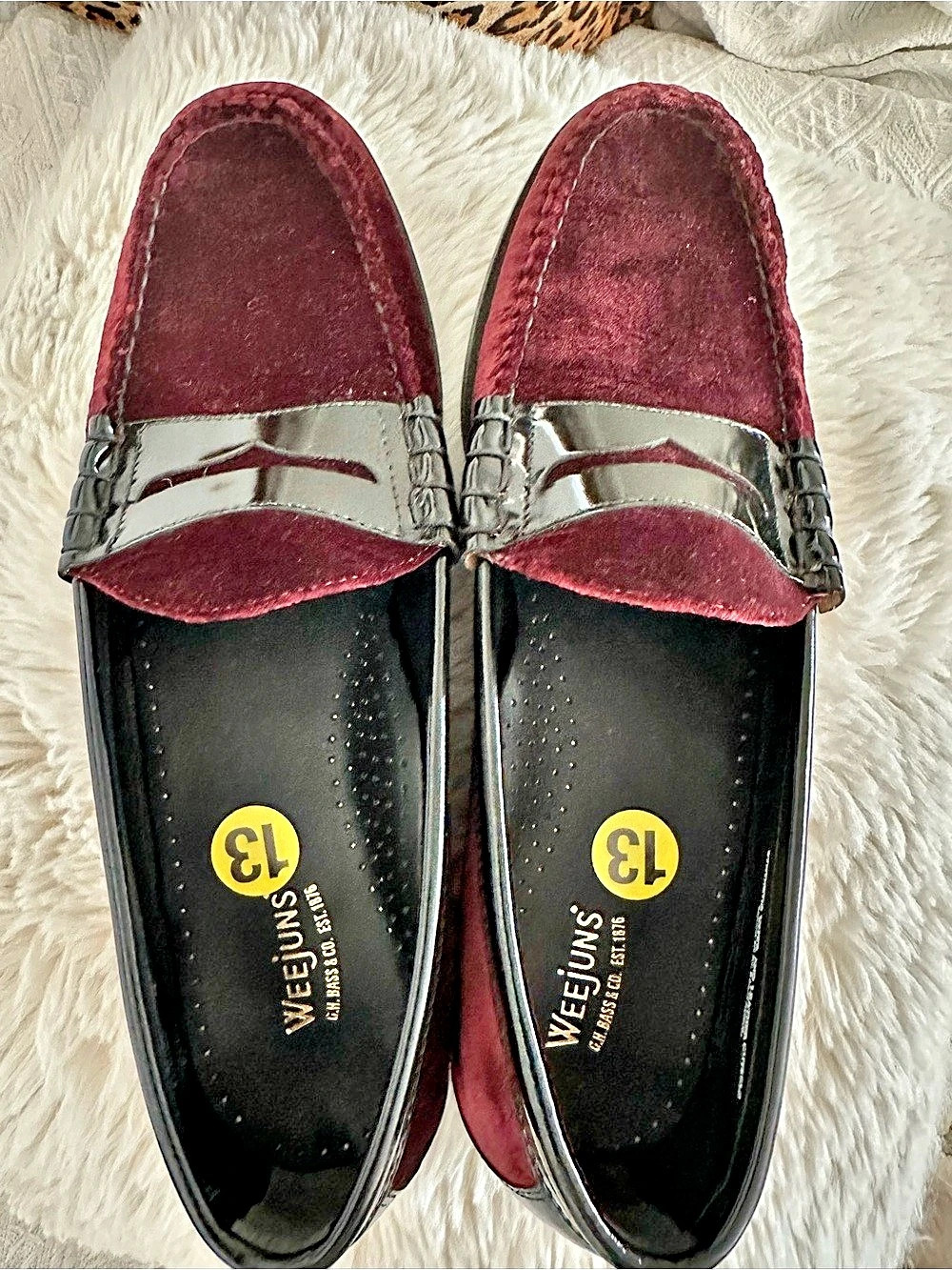 WEEJUNS Velvet Loafers Burgundy & Black US 13